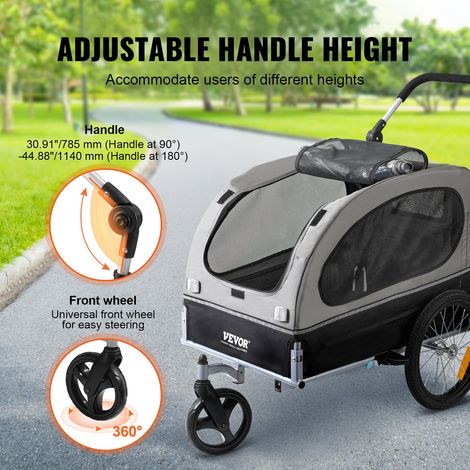 Remorque de Vélo Chien Pliable Charge 40 kg Poussette d'Animaux (1/5)