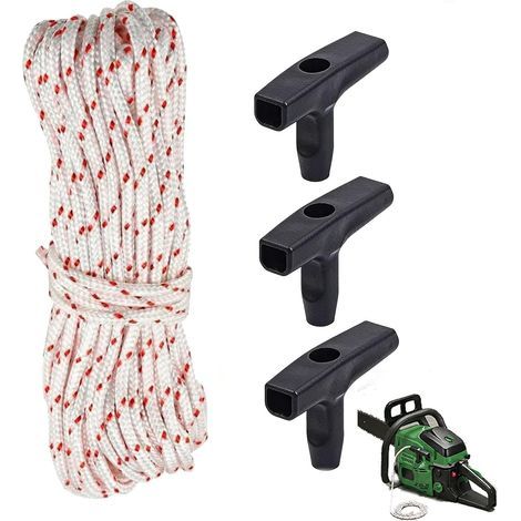 3-Piece Starter Handles with 10-Meter 3.0mm Recoil Starter Cord, Lawn Mower Parts for Lawn Mowers, Chainsaws and Brush Cutters, Easy Installation (1/5)