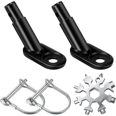 2 Sets Fahrradanhängerkupplung Stahlverbinder Fahrradanhängerkupplungsadapter Anhängerkupplungskupplung mit Schneeflocken-Multifunktionswerkzeug 18 in 1 (1/5)