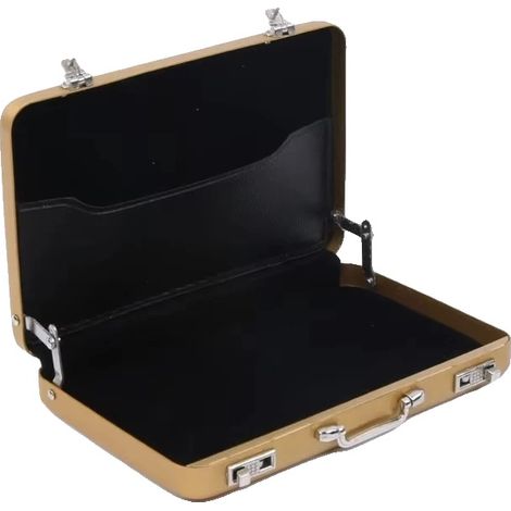 Caja de almacenamiento, aluminio impermeable, organizador compacto, 2 unidades, color dorado. (1/2)