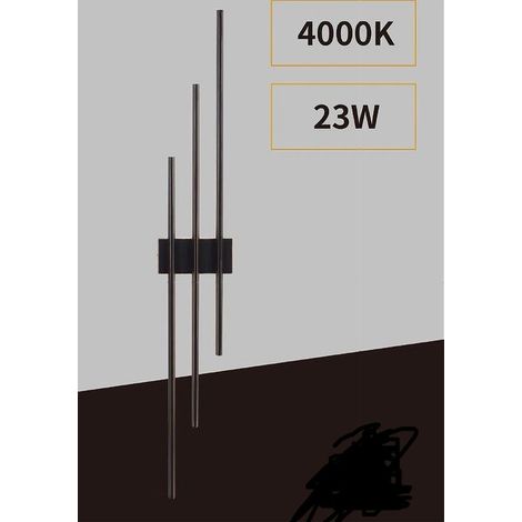 Applique De Muro Led 23w Modern 3 Lignes Vertical Nero Luce Calda Natural Aq13