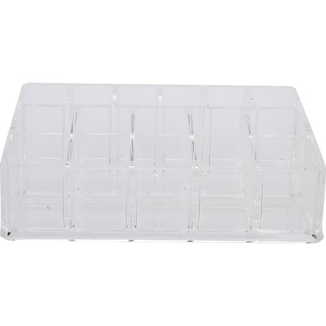 Boîte de rangement transparente 16 alvéoles en acrylique pour vernis à ongles et rouges à lèvres, présentoir organiseur de maquillage (1/5)