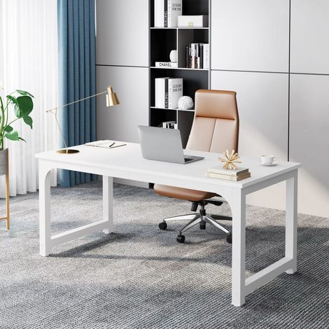 Bureau d’étude et de travail grand format – bureau moderne pour ordinateur – meuble de bureau pour maison （ Blanc ）