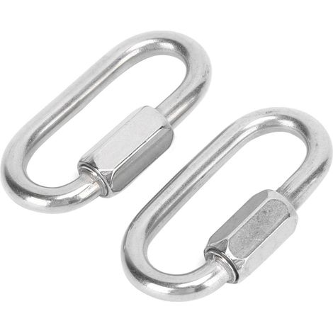 2PCS Mousqueton en Acier Inoxydable à Verrouillage Rapide en Forme de D avec Vis Hexagonale pour Escalade (6mm) (1/5)
