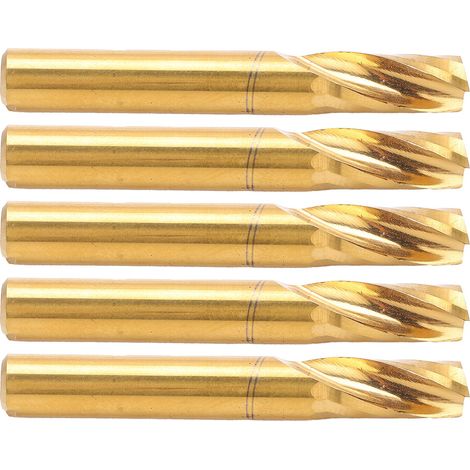 Lot de 5 fraises simple lèche spirale acier rapide pour CNC, fraise en bout 6x15x50mm (1/5)