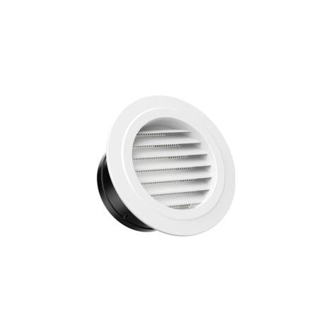 Rejilla de ventilación redonda de plástico de 125 mm con mosquitera para uso interior y exterior, entradas y salidas de aire para pared y techo - Crezuo