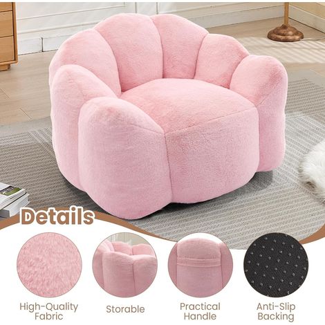Canapé compact en forme de lotus – Siège adulte, poignée de traction à poils courts, rose – Parfait pour salon ou chambre (1/5)