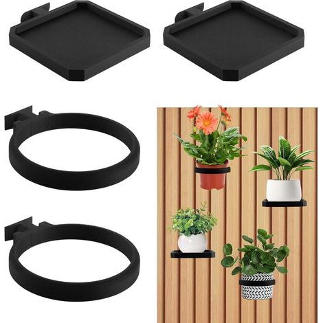 Plateaux pour Plantes Lot de 4 Étagère pour Panneau, Acoustique Accessoires pour Panneaux Acoustiques sans Perçage Supports de Pot (1/5)