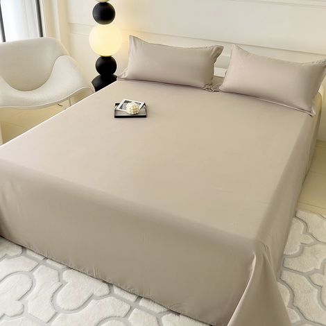 Weiche Baumwoll-Bettwäsche im Instagram-Stil – 3-teiliges Set (220x230 cm + 2 Kissenbezüge) – Einfarbig Hellkamel für Schlafzimmer und Wohnheim-lsw
