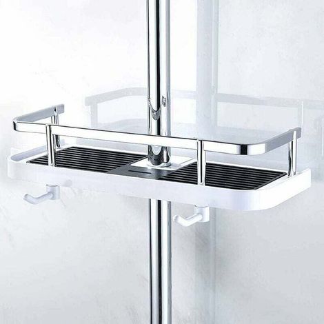 Étagère de douche Panier de rangement Fixation murale réglable Métal résistant à la rouille 270 mm x 116 mm x 50 mm (1/4)