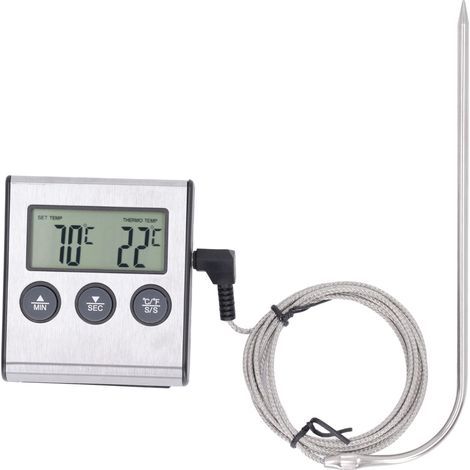 Electronic meat thermometer with probe, digital oven for baking, grilling, preset temperature timer (1/5)