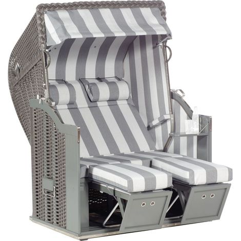 Sonnenpartner Classic 2-Sitzer Strandkorb Ostsee Halbliegemodell anthrazit/grau (1/5)