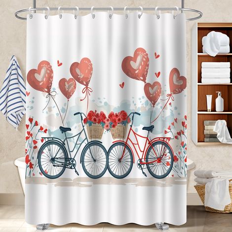 Ensemble rideau de douche polyester avec anneaux 180x180 poids lesté bâche de douche pour appartement (1/5)