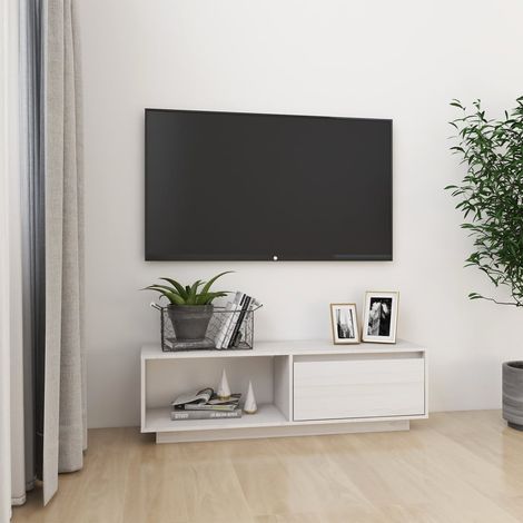 Meuble TV Moderne - Meuble de rangement - Buffet Salon - Blanc 110x30x33,5 cm Bois de pin massif Chic-559338 (1/5)