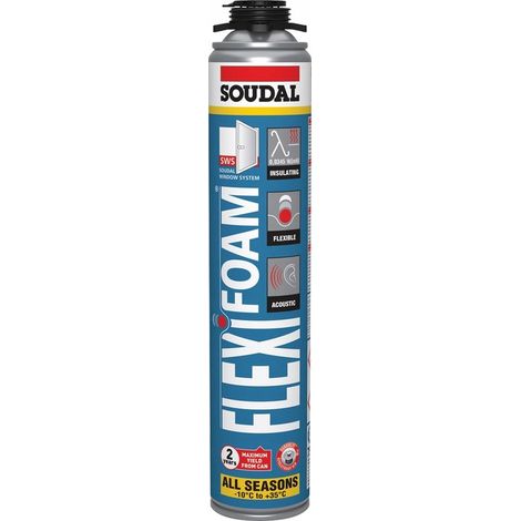 Mousse polyuréthane expansive flexible 750 ml – Pour joints et isolation – Excellente adhérence sur bois, béton et métal (1/5)