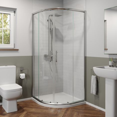 900x900mm Quadrant Shower Enclosure 6mm Glass Walk In Cubicle Framed Tray Waste (1/5)