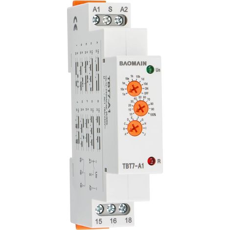 Relais Temporisé Multifonctionnel TBT7-A1, 12V-240V AC/DC 16A, 10 Fonctions de Temporisation, 1 Contact Inverseur SPDT, Montage sur Rail DIN 35mm, Relais de Minuterie pour Contrôle Industriel (1/5)