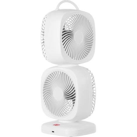 1 Ventilateur rotatif double couche, 5 vitesses, rechargeable, ABS, portable, pour chambre, bureau, salon (1/5)