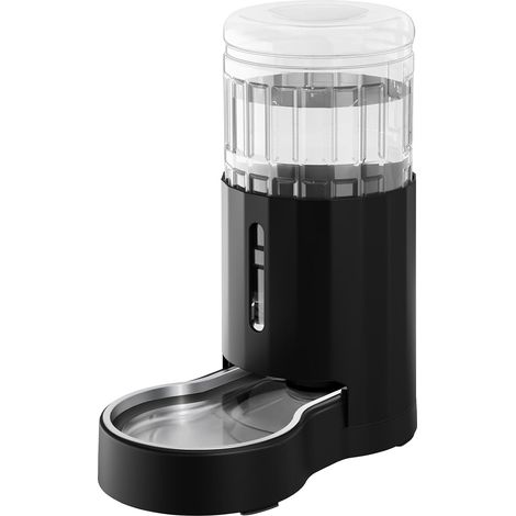 Distributeur d'eau pour animaux JeiibrZui 7L en acier inoxydable - Grande capacité, à gravité - Sans électricité et silencieux - Idéal pour les grands chiens et les chats - Noir (1/5)