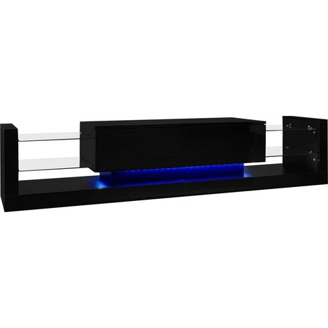 GagaMeuble TV LED 181 cm pour TV 80 pouces, verre, 2 tiroirs (1/5)