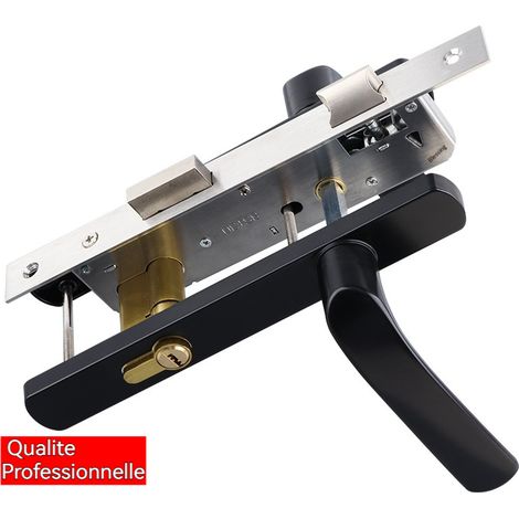 oignée de porte à plaque noire, finition mate durable et élégante (1/5)