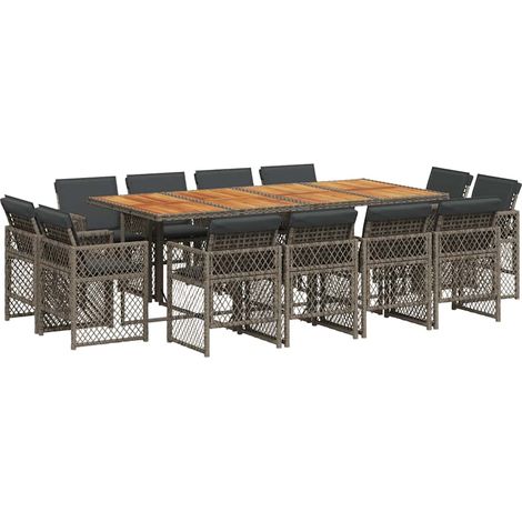 Maison Exclusive - 13-tlg. Garten-Essgruppe mit Kissen Grau Poly