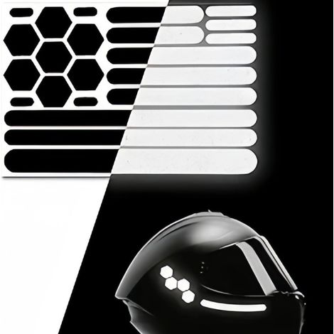 Autocollants Réfléchissants pour Casque - Pack 2, PET Noir Haute Visibilité (1/3)