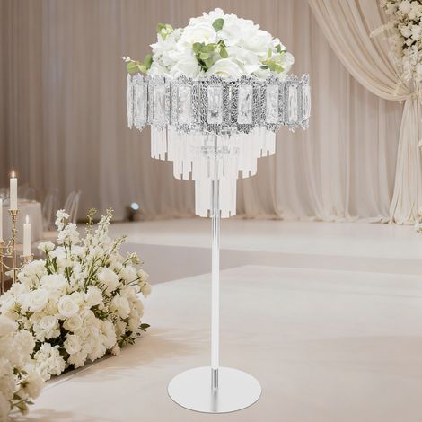 40x80cm Vase de table en argent pour fête d'anniversaire, centre de table floral pour mariage ou banquet d'anniversaire de mariage (1/5)