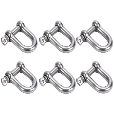 BUNTHAUS 6 Pièces M6 Manille D'anneau de D,Acier Inoxydable 304 D Manille,Manille de Levage pour L'alpinisme la Randonnée la Chaîne D'ancre la Voile