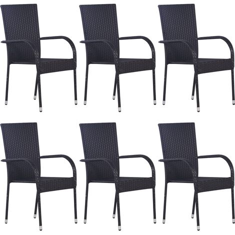 vidaXL Sedie da Esterno Impilabili 6 pz in Polyrattan Nere (1/5)
