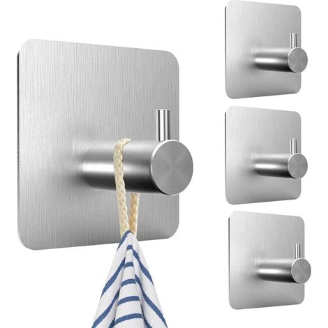 KZQ Gancho adhesivo para pared de baño, toallero sin taladrar para puerta de cocina, perchero adhesivo, ganchos adhesivos, porta toallas, gancho de pared, toallas de pared, albornoz (1/4)