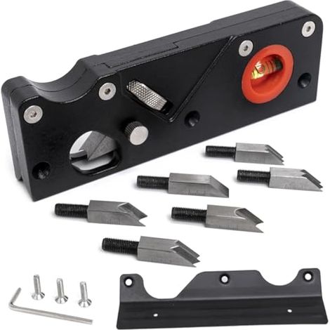 Cepillo de Borde, Cepillo de Carpintero Manual con Localizador Auxiliar y 7 Cuchillas, Ajuste Rápido para Madera, Negro (1/5)