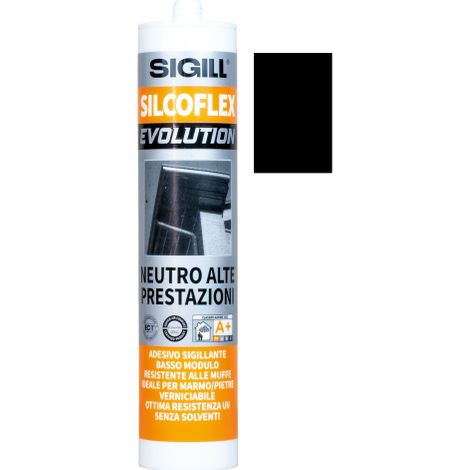 Sigill Silcoflex Evolution cartuccia silicone Nero 290 ml professionale alte prestazioni per edilizia lattoneria serramenti inodore senza solventi made in italy