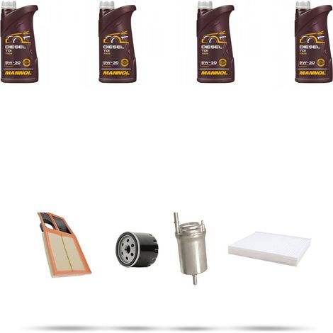 Kit tagliando 4 FILTRI e 4L OLIO compatibile con Skoda Fabia I (6Y2,6Y3,6Y5 ) 1.4 16v 59kw dal 2006 (1/5)