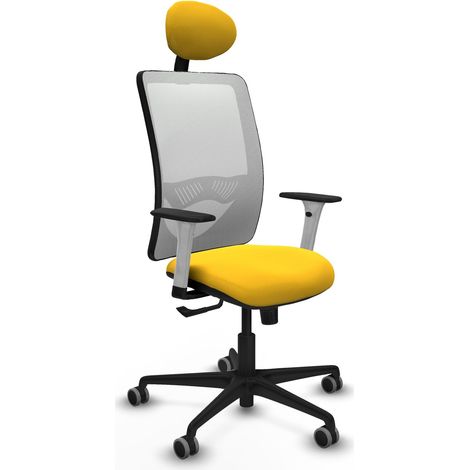 Silla de oficina piqueras y crespo Zulema cuero sintético amarillo brazos blancos (1/2)