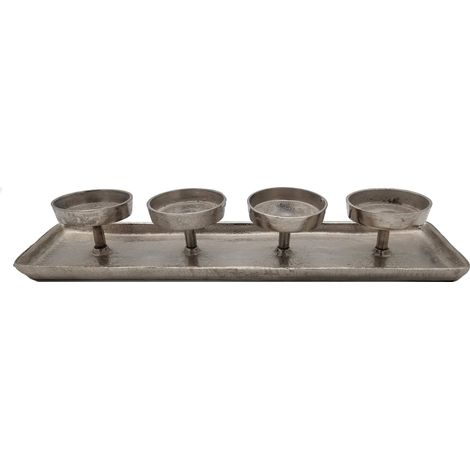 Aluminium Kerzenhalter für 4 Kerzen - ca. 44 x 12 cm - Deko Advents Kerzenständer
