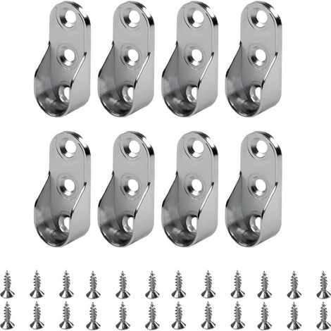 Lot de 8 Barre de penderie,Support Tringle,Penderie Ovale Support Barre Penderie Alliage de Zinc Nickelé pour Tringle Vetement Dressing