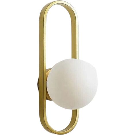 TrAdE Shop Traesio - Applique Da Parete Minimalista Lampada Da Muro In Metallo Bronzo Con Sfera Vetro G9 Aq47 -