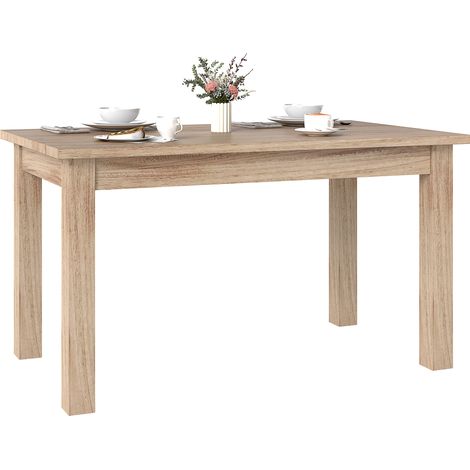 Mesa de comedor rectangular de 140x80 cm para 6 personas, tablero laminado de 30 mm y patas robustas, estilo natural moderno (1/5)