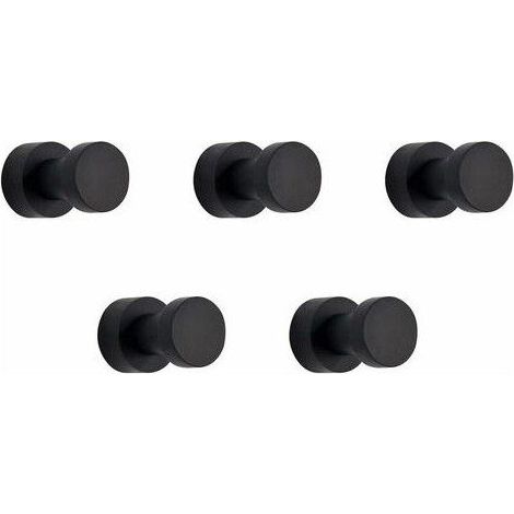 -Lot de 5 crochets muraux adhésifs ultra-résistants pour salle de bain, cuisine, placard, penderie (noir) (1/5)