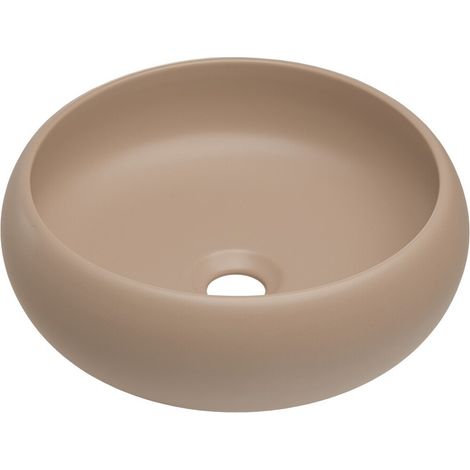 Rundes Aufsatzbecken 36 cm in Keramik, Farbe Cappuccino