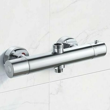 Colonne thermostatique, robinet de douche en laiton haut G3/4 (26,4 mm) + bas G1/2 (21 mm) + entraxe (150 mm), (1/4)