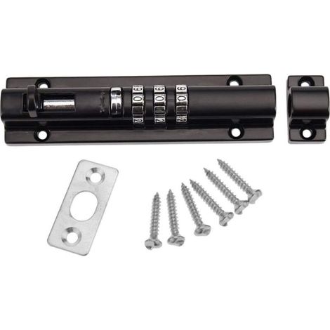 Verrou de Porte à Code Mécanique Serrure Verrouillage Portail à Combinaison sans Clé Vis de Fixation pour Armoire Jardin Garage Noir (1/5)
