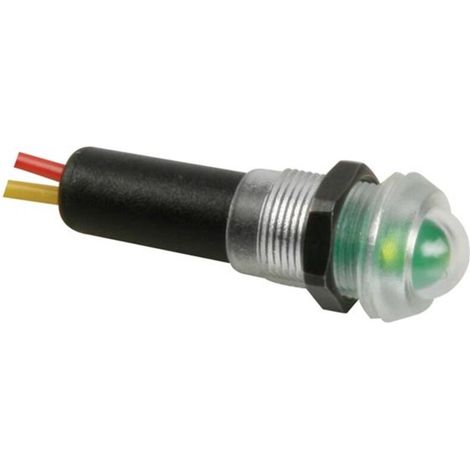 VOYANT LED VERT 12V RESISTANT A L'EAU - BOITIER NOIR 12VTG (1/2)