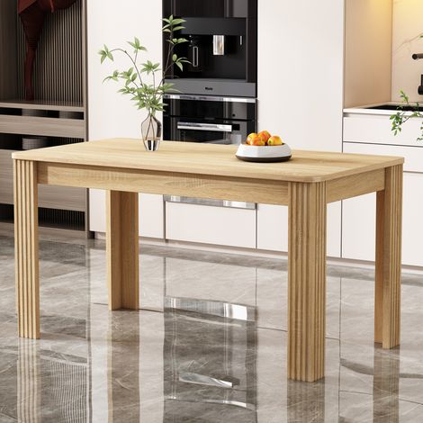 Tavolo da pranzo moderno effetto rovere in truciolato con struttura stabile (1/5)