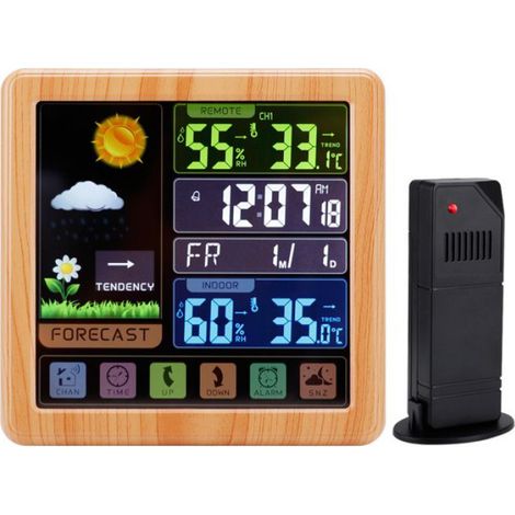 Station Météo sans Fil,Station Météo avec LCD Écran Couleur Thermomètre Hygromètre Intérieur Extérieur avec Capteur Extérieur (1/4)
