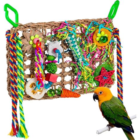 1 Jouet Oiseau, Suspension Murale, Herbes Naturelles, Cloche Sûre, Cage Perruche Perroquet (1/5)