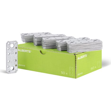Alberts 846305 Platine d'assemblage, galvanisée Sendzimir, 96 x 35 mm, Set de 50 pièces
