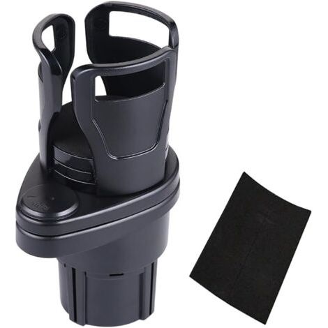 Extension De Porte-Gobelet De Voiture, Porte-Gobelets Multifonctionnel 2 en 1, Support Double pour Gobelets à 360 Degrés, pour Grande Bouteille d'eau Et Tasse à Café(Noir Mat) (1/4)