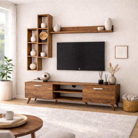 TV-Möbelset Iona Walnuss Melamin 180x48,6x35 cm (1/5)